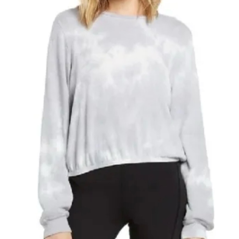 Volcom Lived in Lounge Gray & White Tie-Dye Cozy Soft Long Sleeve Top S